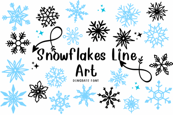 Snowflakes Line Art: A Winter-Inspired Typeface for Editorial Design